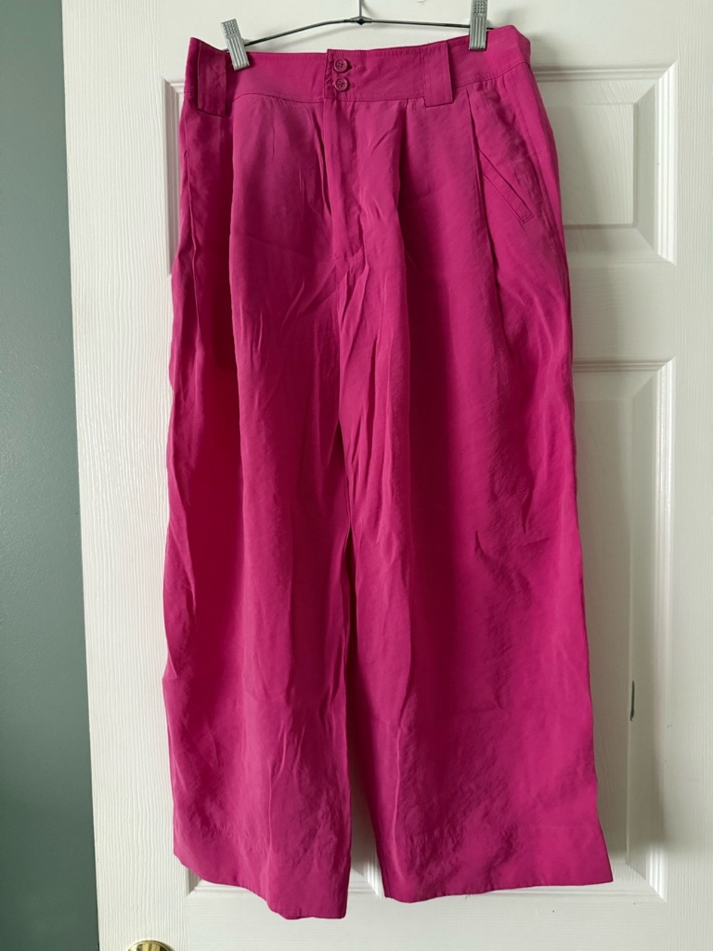NWOT Anthropologie Fuchsia Button-Front Wide Leg Pants